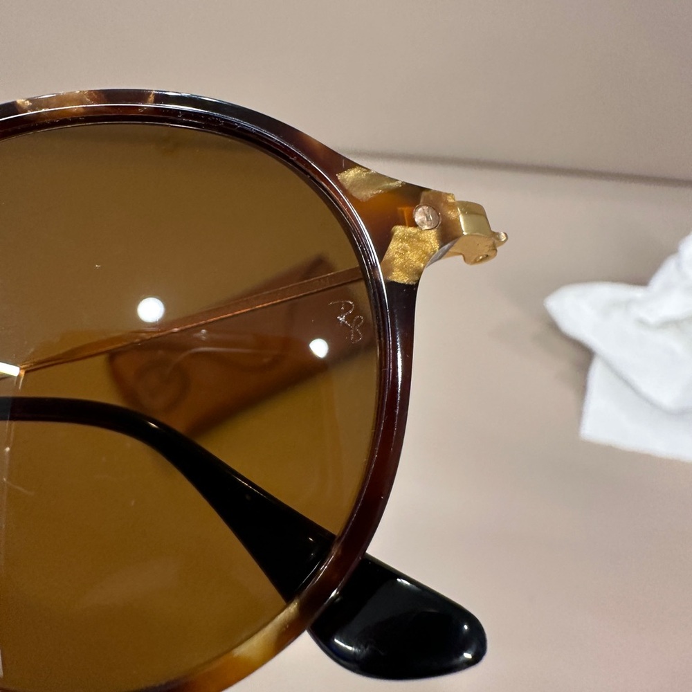 Ray Ban RB2447 Round Fleck 1160 Polished Brown Havana Sunglasses - Picture 4 of 8
